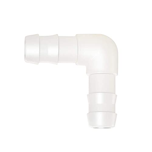 Quickun 3/16" Hose Barb 90 Degree Elbow L Fitting, Plastic 2 Way Equal Barbed Joint Splicer Mender Union Adapter Hose Fitting (Pack of 7) - size: 3/16" (7Pcs)
