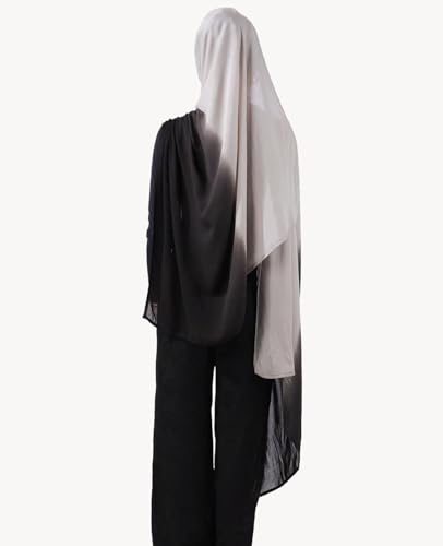 Special Ombre Modal Cotton Hijab Scarf for Women, Graceful Gradient Muslim Head Scarfs - color: Ombre Black