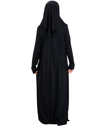 Prien Kids Muslim Prayer Dress With Hijab & Pouch, Soft Viscose Abaya For Girls, Islamic Clothes, Robe For Eid, Ramadan - color: Black