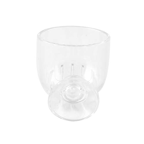 GLOGLOW Transparent Acrylic Fish Feeding Cup Red Feeder Glass Feeder with Powerful Suction Cup for Freshwater Saltwater Aquarium Tank
