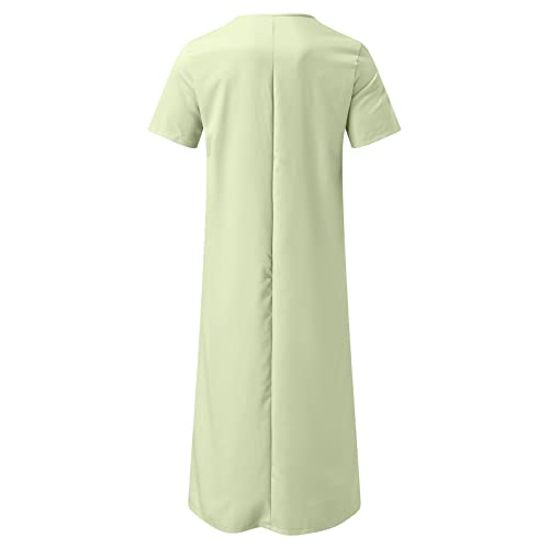 Muslim Thobe for Men Islamic Robe Kaftan Long Sleeve Jubba Arabic Gown Cotton Linen Loose Fit Ramadan A20 - color: Green, size: Medium