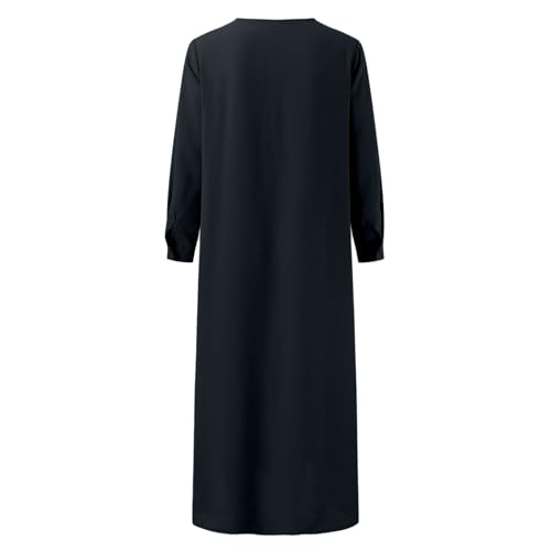 Muslim Dresses for Women Long Sleeve Muslim Prayer Dress Loose Button Down Tunic Flowy Maxi Dress Summer Clothes - color: Blue, size: 5X-Large