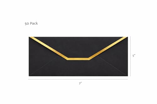 Money Envelopes – V-Flap Foil Border Luxury Gifting Money Envelopes (3" x 7") – Perfect for Weddings, Invitations, Baby Showers, Photos, Graduations, and Birthdays (Black) - color: Black