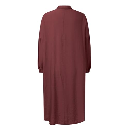 Prayer Clothes for Muslim Women One-Piece Long Sleeve Islamic Prayer Dress O Neck Lightweight Maxi Dress Dress - color: Red, size: Large