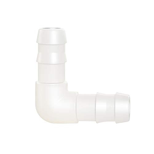 Quickun 3/16" Hose Barb 90 Degree Elbow L Fitting, Plastic 2 Way Equal Barbed Joint Splicer Mender Union Adapter Hose Fitting (Pack of 5) - size: 3/16" (5Pcs)