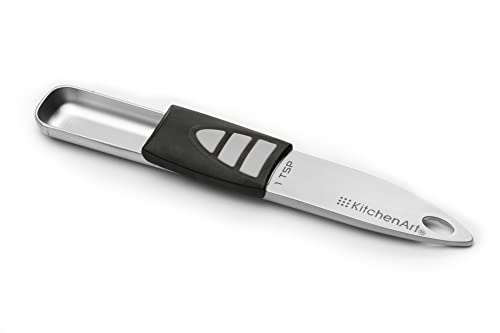 KitchenArt Pro Adjust-A-Teaspoon, Stainless Steel Measuring Spoon, Silver | Measures Between 1/8 TSP to 1 TSP | Cooking & Baking Essential | Slide To Change Measurments | Adjustable Measuring Spoon - size: Teaspoon