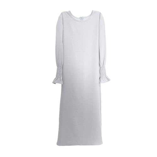 Muslim Dress for Baby Kids Girl Toddler Abaya Kaftan Prayer Long Sleeve Dress Dubai Ramadan Hijab Set Clothes - color: White, size: 7-8 Years