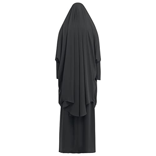 Abayas for Women Muslim Chiffon Prayer Burqa Dress Burkas for Women Muslim Hijab Dress Full Length Islamic Veil Abaya Set - color: Black