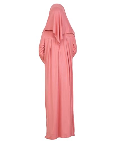 Prien Kids Muslim Prayer Dress With Hijab & Pouch, Soft Viscose Abaya For Girls, Islamic Clothes, Robe For Eid, Ramadan - color: Dusty Rose
