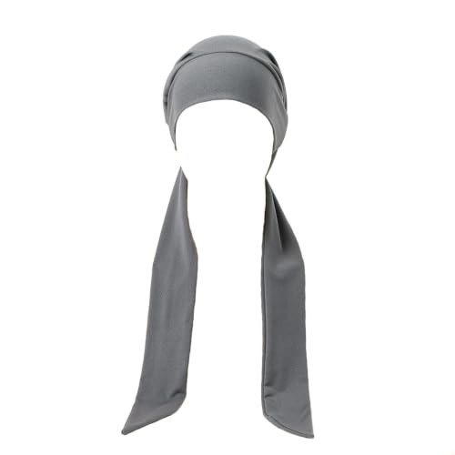 Instant Hijab Scarf Tie-Back Closure Cap Islamic Muslim Head Scarf Turban for Women - color: Dark Grey(1piece)