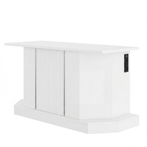 55-75 Gallon Fish Tank Stand with 4AC 2USB Outlet, Heavy Duty Aquarium Cabinet, 880LBS Capacity for Turtle Tank Reptile Terrarium, White - color: White, size: 47.64"L x 14.17"W x 28.7"H