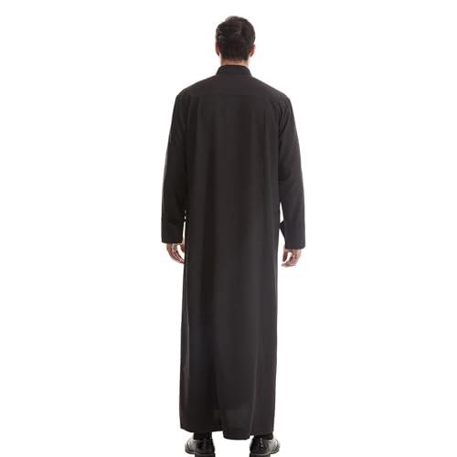 남성용 무슬림 의류 내구성 있는 카프탄 로브 두바이 롱 가운 에스닉 의류, 부드러운 로브 1개 - color: H 블랙, size: X-Large