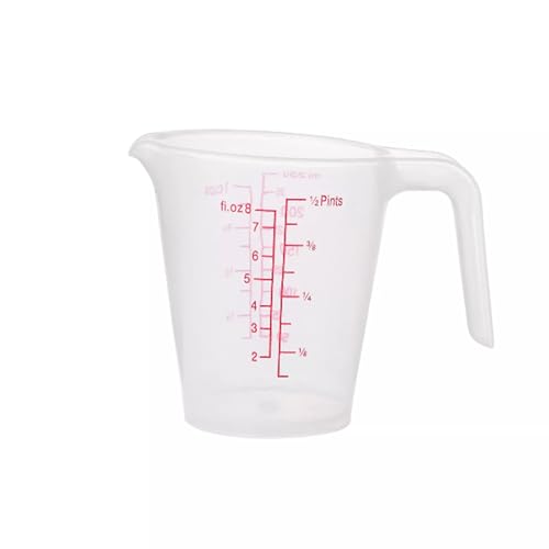 Plastic Measuring Cup 2Pcs 250ML Measuring Mug 8/16oz with Handle Graduated Pitcher for Baking Flour Oil Powder Cooking Kitchen Measure Container Stackable (250ML/0.06Gal) - color: 250ML