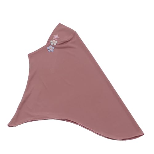 Girls Muslim Hijab Arab Scarf Islamic Headscarf for Kids with 3 Flowers - color: Dark Pink-3 Flowers