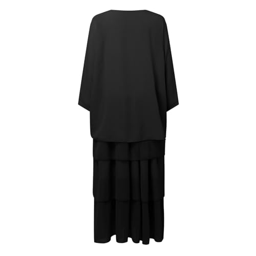 Prayer Clothes for Muslim Women One-Piece Long Sleeve Islamic Prayer Dress O Neck Slim Fit Maxi Dress Dress - color: Black, size: Large