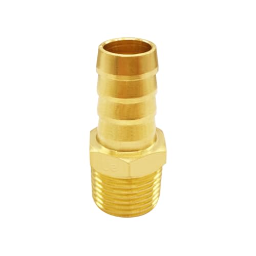 Uenede Brass 3/8" NPT Male to 1/2" Hose Barbed Fittings, 6PCS | Barb Pipe Fittings with Clamps Air Line Repair Connectors for Water Oil Gas - size: 1/2"Barb, style: 3/8"NPT Male
