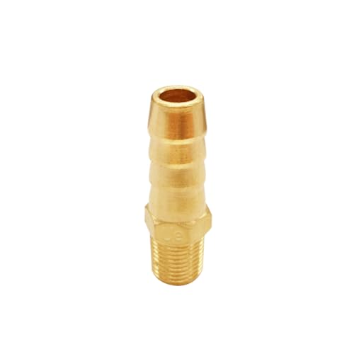 Uenede Brass 1/8" NPT Male to 3/8" Hose Barbed Fittings, 6PCS | Barb Pipe Fittings with Clamps Air Line Repair Connectors for Water Oil Gas - size: 3/8"Barb, style: 1/8"NPT Male