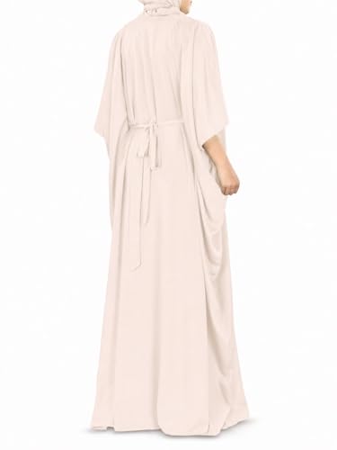 MyBatua Women's Kaftan, Free Size Abaya, Dubai Islamic Dress, Muslim Maxi KF-001 - color: Skin