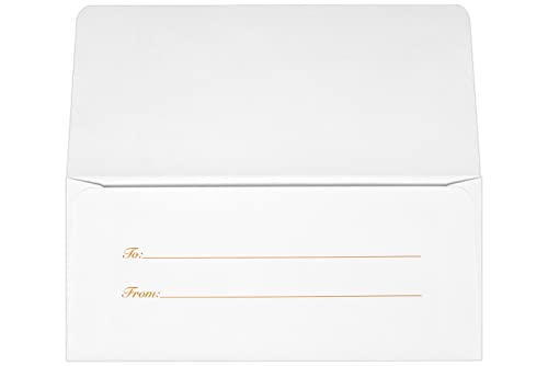 LUXPaper 화폐 봉투 | 6.4 x 16.5cm(2 7/8 x 6 1/2인치) | 선물 - 골드 리본 - 화이트 | 31.8kg(70파운드) 텍스트 | 50개 - color: 골드 리본., size: 50 Qty.