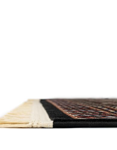 Rugs.com Bokhara Collection Rug – 6 Ft Runner Black Medium-Pile Rug Perfect for Hallways, Entryways - color: Black, size: 2' x 6' Runner