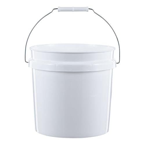 (2 Pack) 2 Gallon Round Plastic Utility Bucket | Comfort grip handle, durable white cleaning & storage pail for home, garage and garden