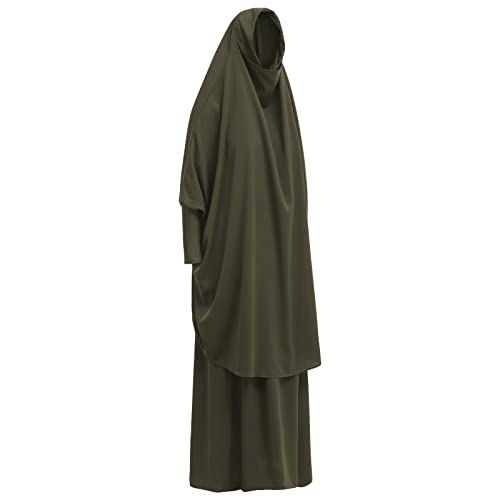 Abayas for Women Muslim Chiffon Prayer Burqa Dress Burkas for Women Muslim Hijab Dress Full Length Islamic Veil Abaya Set - color: Green