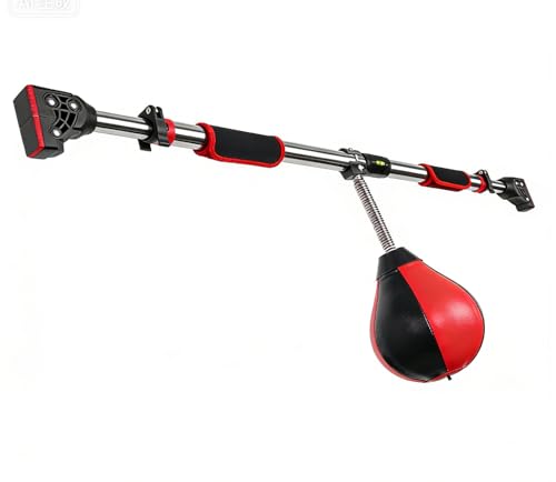 SYNTECSO Speed Bag for Doorway, Boxing Punching Bag, Hanging Punching for Adults, Reflex Ball with Adjustable Length Stand, Boxing Gear Speed Bag for Door Frame, Doorway, Home Gym