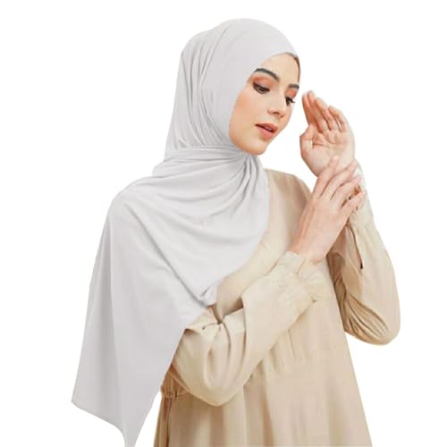 Pre-sewn Instant Hijab Non-slip Scarf for Women Modal Jersey Head Scarf Wrap for Women - color: White