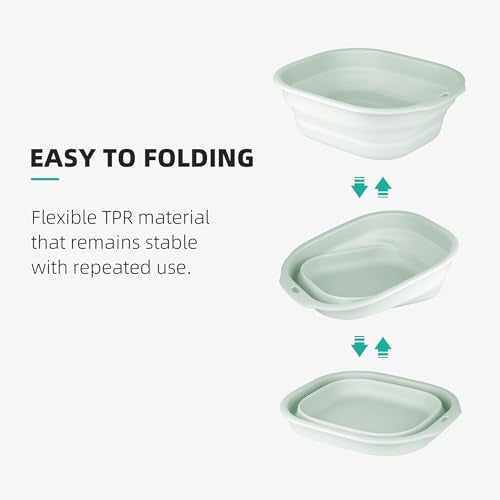 2 Pack Collapsible Wash Basin Set, Foldable Dish Tub, Small Medium Portable Sink for Kitchen, Camping, RV, Baby Bottles, Laundry, Plastic Washbasin -Green - color: Green