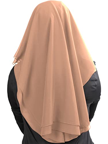 MyBatua 3 Layers Saudi Niqab In Breathable Georgette, Wholesale Price, 1pc Face Veil NQ-003 - color: Pink Tan