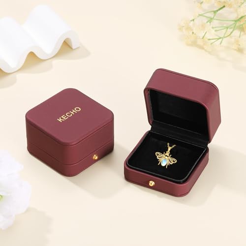 KECHO Gold Bee Necklace Gifts for Mom Women 14k Yellow Gold Honeycomb Honey Bee Pendant Necklaces Love Heart Jewelry Gifts for Women Her Wife - style: bee05