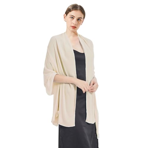 Chiffon Shawls and Wraps - Lightweight Scarve for Women Evening Dresses Wedding Bridal Formal Party - color: F1-pale Champagne