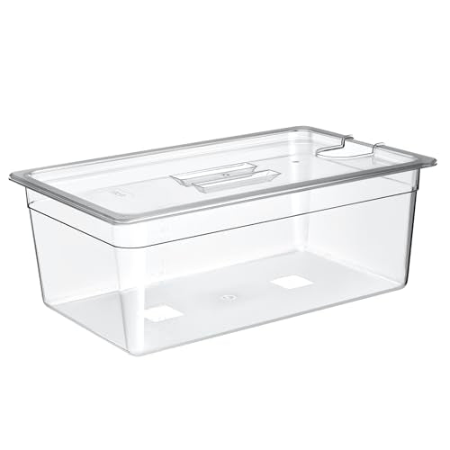 Large Sous Vide Container with Lid, 26 Qt, BPA-Free Clear Tub | BPA-free 26 Qt container with fitted lid reduces evaporation for batch cooking; fits Anova and most sous vide cookers. - color: Large Sous Vide Container-without accessories