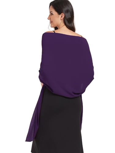 Chiffon Shawl and Wraps for Women Warm Scarves Wedding Evening Bridal Scarfs Pashmina Shawls - color: Eggplant