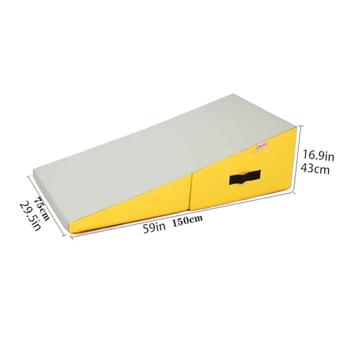 Gymnastics Incline Mat, Folding Gymnastics Wedge With Carrying Handle For Gymnastics, Martial Arts, Cheerleading, Dance Yoga Stretching Training Ex - color: light gray, size: 150×75×43cm(59×29.5×16.9in)