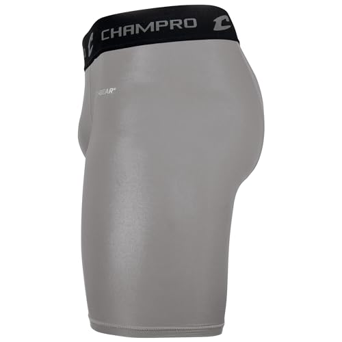 CHAMPRO Men's Polyester/Spandex Lightning Compression Shorts - color: Grey, size: Large