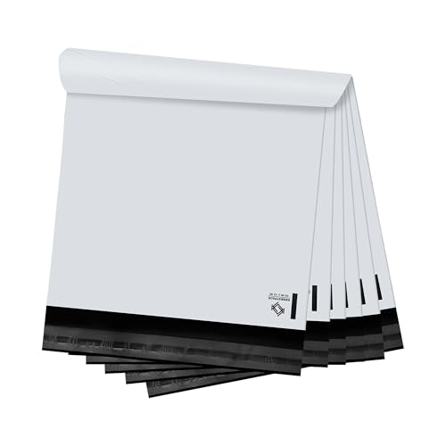 Poly Mailers Adhesive Sealing Shipping Envelopes, Mailing Bags for clothing, books and accessories, Waterproof., White (PM100) Large, 10" x 13" | Shipping bags for clothes and mailing envelopes for packing shirts, apparel, and fabric accessories. - size: