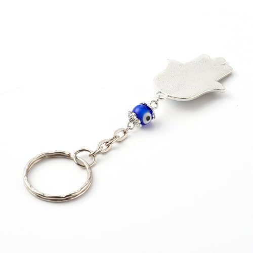 5pcs Evil Eye Keychain Hamsa Hand Keychain Key Rind Good Luck Amulet Protection Charm for Men Women Car Key Ring Bag Purse, 10.7cm