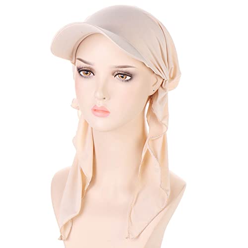 Hijab Scarf for Women Baseball Curved Brim Cap | Soft Breathable Cotton, Lightweight Feel, Adjustable Strap, Curved Brim, Summer Wear, Outdoor Activity, Casual Daily Use - color: 01#_beige