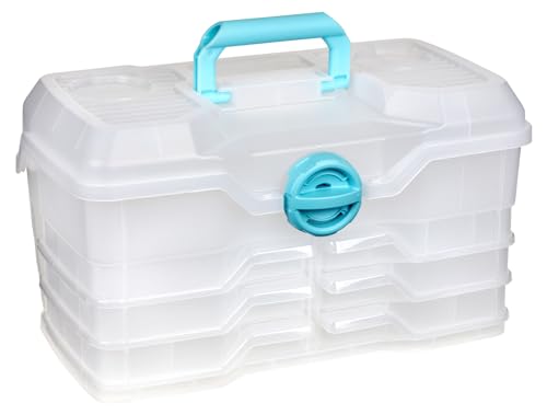 ArtBin Essentials 12 x 12 One-Compartment Craft Box, Clear | 6 Pivot Trays for Small Parts, For DIY Crafts and Sewing, Portable Project Box, Clear Plastic - style: Large (6 Pivot Trays)