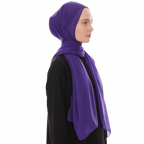 Chiffon Hijab Scarf For Women. Soft Fashion Headscarf Shawl Wrap - color: Purple