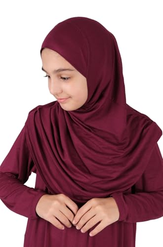 ihvan online Muslim Dress for Girls, Long Sleeve One-Piece Islamic Prayer Dress, Hijab for Kids, Girls Abaya, Islamic Gifts - color: Red