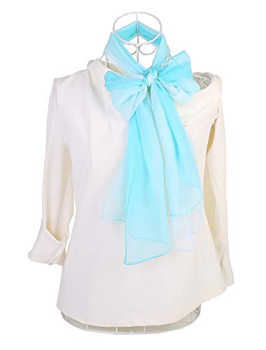 uxcell Women'sChiffon Sheer Long Scarf Silky Gradient Party - color: Light Blue