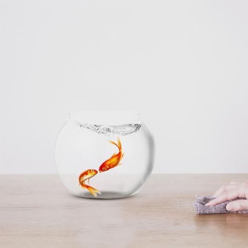 DECHOUS Round Fish Bowl with Stand, 2 Gallon Fish Tank Decor Tabletop Small Fish Bowl Hydroponic Vase Planter Aquarium Desktop Fish Tank for Betta Fish/Goldfish, Plastic Material