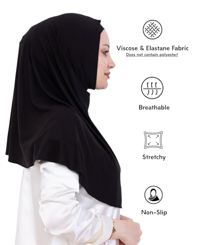 Prien Instant Hijab For Women, Muslim Long Scarf, Undercap Turban Set, Turkish Islamic Clothing, Prayer Clothes For Abaya - color: Black