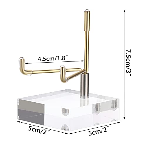 Hipiwe Adjustable Metal Arms Display Stand Easel with Acrylic Base, Medium | Display Easel Holder for Fossil Coral Geodes Rock Mineral Agate Crystals Seashell and Small Collectibles, 2x2x3 inch