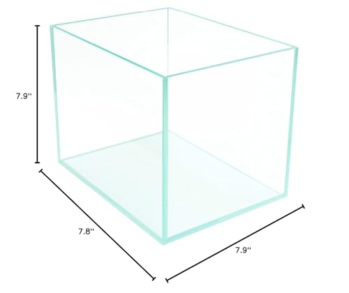 Ultra Clear 2 Gallon Rimless Low Lron Aquarium Tank, 7.8" L × 7.8" W × 7.9" H (20cm x 20cm x 20cm) 1/5 inch Thickness Ultra HD Glass Fish Tank with Black Nano Foam Leveling Mat Included