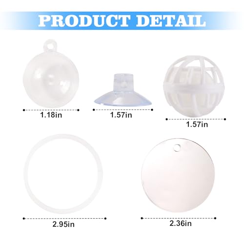 Betta Fish Toys, 2 PCS Fish Exercise Ring and Nitrifying Balls Set, Betta Mirror Toy Set, Feeding Ring with Suction Cup, Fishing Tank Accessories for Gifts (White) - color: White