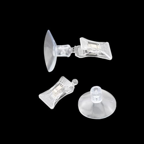 12PCS 48mm Transparent Flexible Plastic Fish Vegetable Seaweed Suction Cup Holder Fish Tank Feeding Clip for Holding Leaves and Kelp