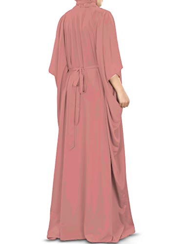 MyBatua Women's Kaftan, Free Size Abaya, Dubai Islamic Dress, Muslim Maxi KF-001 - color: Dusty Pink